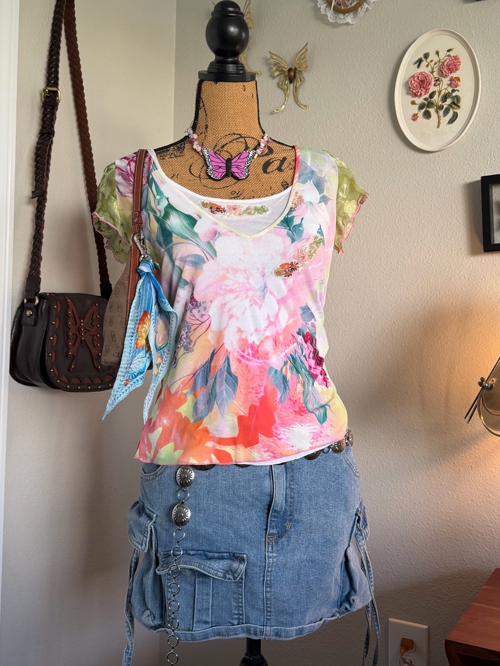 Vintage Y2K Euro Mesh Beaded Top 🧚🏽‍♂️🌸🥭